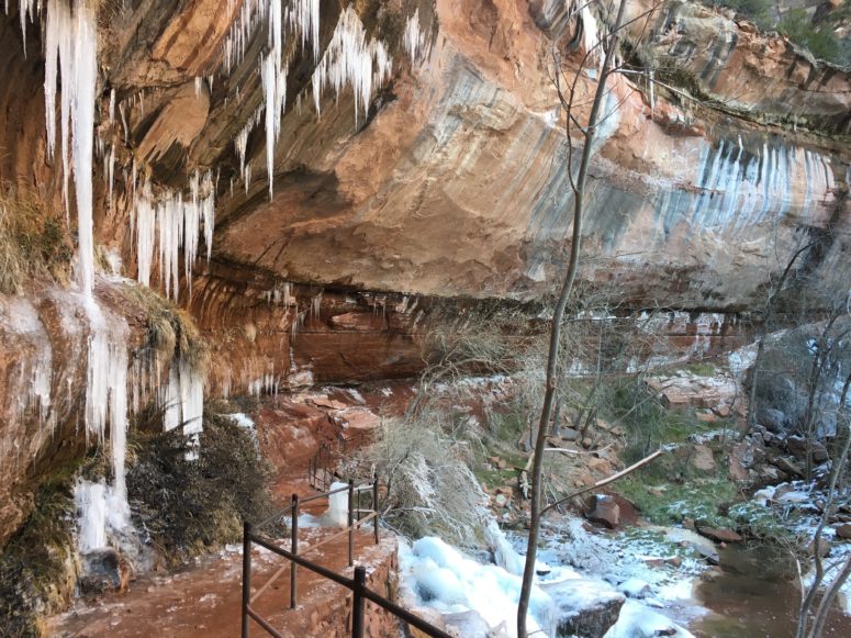 Icicles at Emerald Pools in Zion